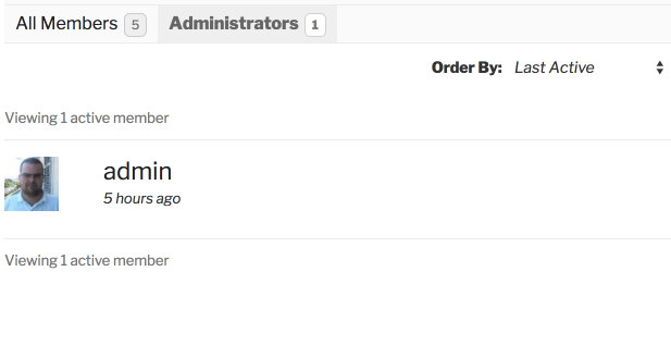 Showing only administrators on the Administrator Tab