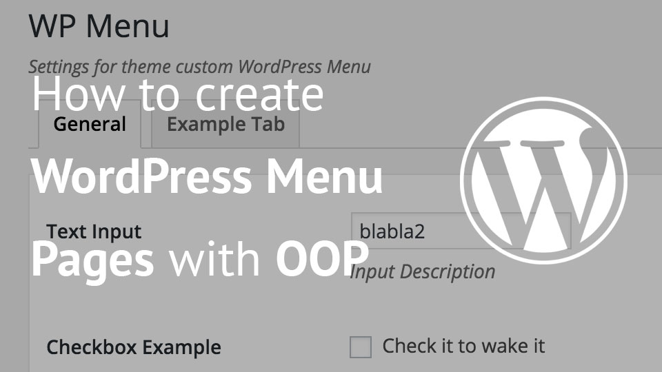 Create a WordPress menu page using OOP
